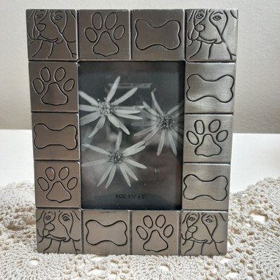 Dog Silver Frame Berkeley Designs 7.5x6'' Photo Frame Holds 3.5×5'' Picture Paws