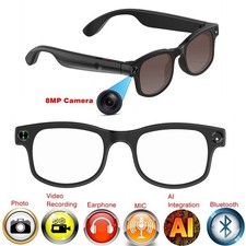 4K AI Smart Photochromic Glasses with Camera and Bluetooth and Earphone