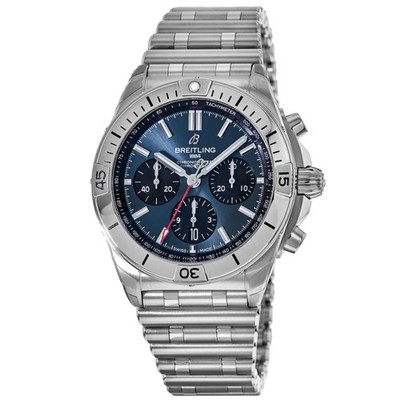New Breitling Chronomat B01 42 Chronograph Blue Dial Men's Watch AB0134101C1A1