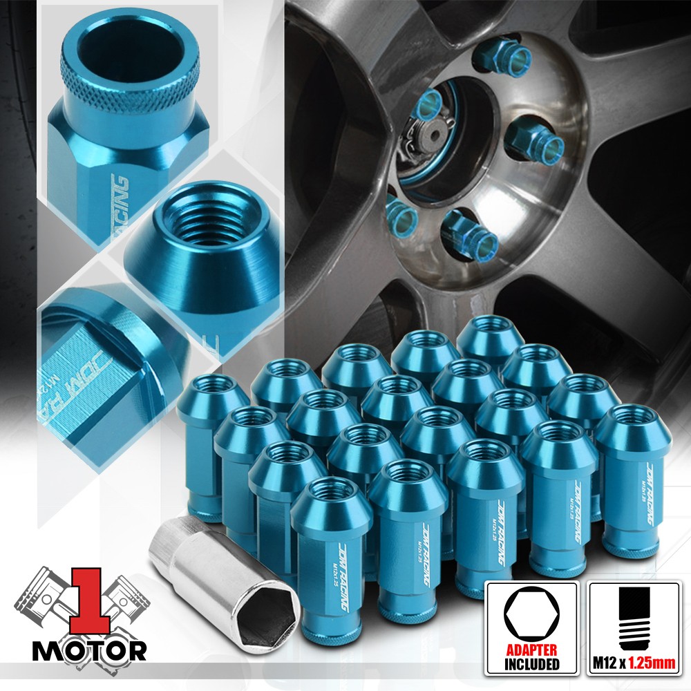 20)Baby Blue Aluminum M12x1.25 50mm Open End Knurled Tip
