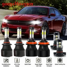For Dodge Charger 2011 2012 2013 2014 - 6X LED Headlight Hi/Lo + FOG Light Bulbs