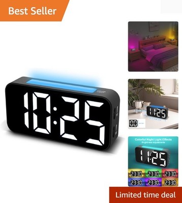 Adjustable Brightness Dual Alarm Clock for Kids, Teens & Heavy Sleepers - 7''