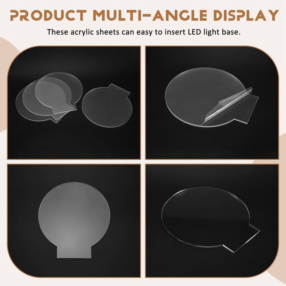 4Pcs Clear Acrylic Sheet Round Panel Thick (4mm) Plastic Acrylic Board ...
