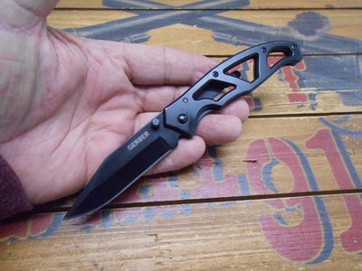 Gerber Paraframe I Knife Frame Lock Plain Edge Blade Black