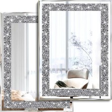 2 Pc Wall Mirrors Crush Diamond Wall D cor Silver Decorative Mirrors Living Room