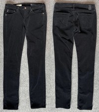 AG Adriano Goldschmied Stevie Corduroy Pants Women 26R Black Slim Straight EUC