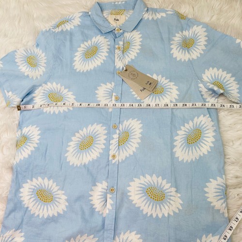 Folk Herren Drake Kurzarm Hemd Gr. L Blau Blumen Leinenmischung Neu mit Etikett - Bild 3 von 24