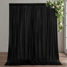 2 Panels 5x10 FT Black Wrinkle Free Thick Polyester Backdrop Curtains 10x10