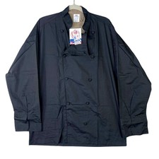 Chefskin Classic 3 Executive Chef Coat Black Long Sleeve Jacket Mens Large New