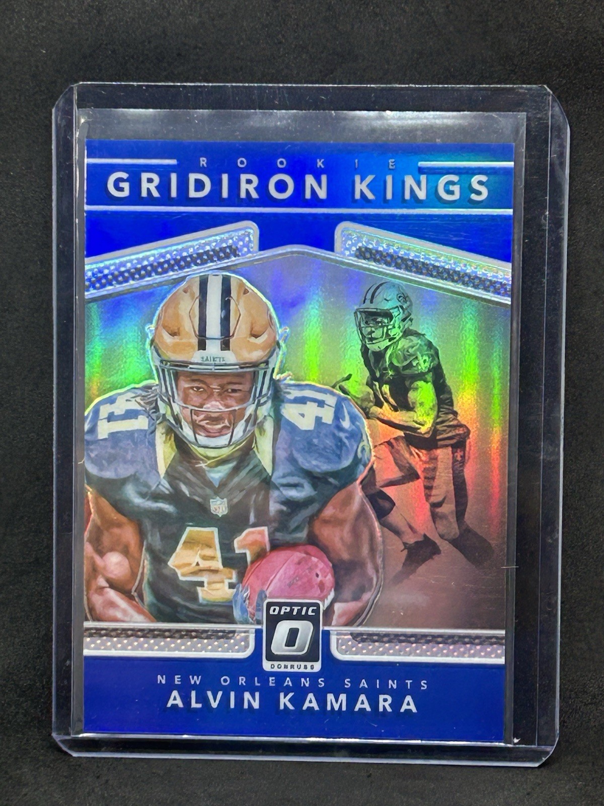2017 Donruss OPTIC Alvin Kamara Rookie Gridiron Kings BLUE PRIZM RC /149 A7