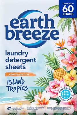 Earth Breeze Laundry Detergent Sheets Island Tropics - 60 Loads - Eco Laundry Sh