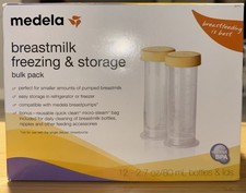 Medela Breastmilk Freezing and Storage Bulk Pack 12 Bottles, Lids 2.7oz 80ml New