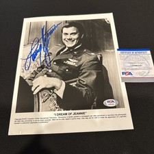 I DREAM OF JEANNIE photo signed by LARRY HAGMAN b&w 8x10 blue ink PSA COA