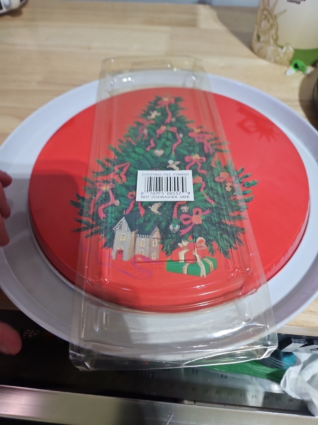 Vintage Stove Burner Covers Christmas Tree Design Enamel Set of 4 