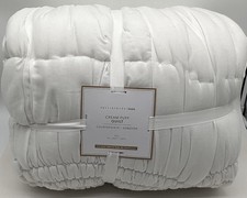 Pottery Barn Teen Cream Puff Twill Microfiber TWIN TWIN XL Comforter Quilt Ivory