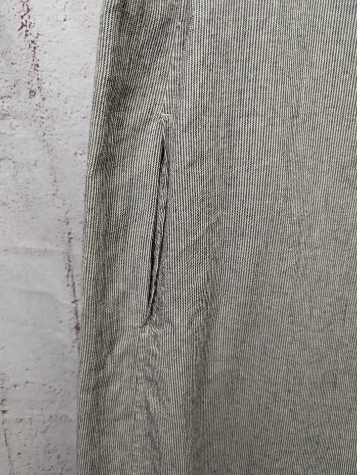 Vestido Clásico Pequeño M EILEEN FISHER Algodón Orgánico Lino Tictac Rayas Línea A Foto 4 de 4