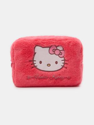 Hello Kitty Mädchen Kosmetiktasche Kulturbeutel 10x 17x24 cm Rosa Plüsch