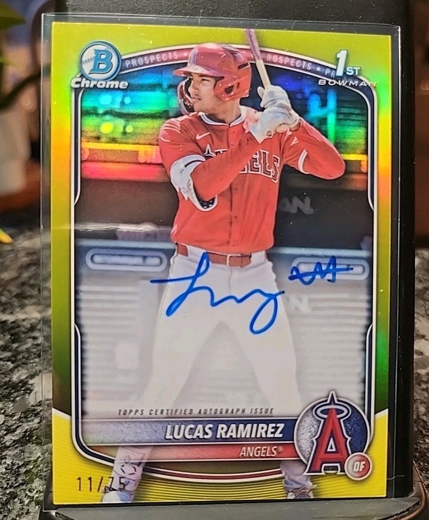 2025 Bowman Chrome 1st Lucas Ramirez Yellow Auto #/75 ANGELS