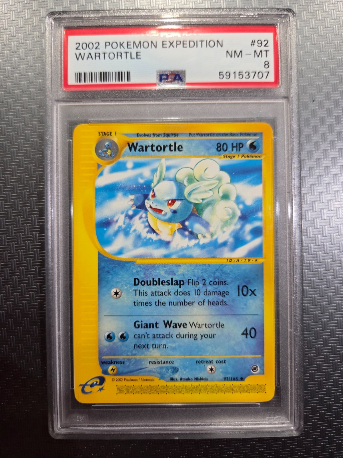 PSA 8 NM-MT WARTORTLE 92/165 POKEMON 2002 EXPEDITION BASE Pop 53