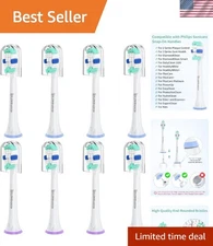 Pack of 8 Philips Sonicare Replacement Brush Heads with  DuPont Bristles