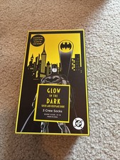 Batman Glow In The Dark Socks 3 Crew Socks Size 6-12