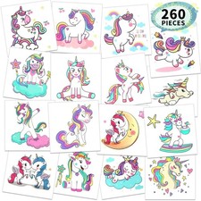 Interactive Unicorn  Mermaid Tattoo Sheets - 260 Durable Temporary Tattoos