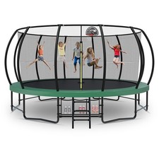 Pumpkin 16FT Kids Adults Basketball Hoop Enclosure Green Trampoline Tatub Curved