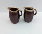 Vintage Hull Pottery Brown Drip Glaze 4.5" Oven Proof USA Creamer Syrup Pitchers