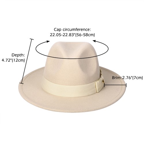 Men Women Wide Brim Wool Felt Fedora Panama Cowboy Girl Hat Casual Jazz Cap - Picture 24 of 61