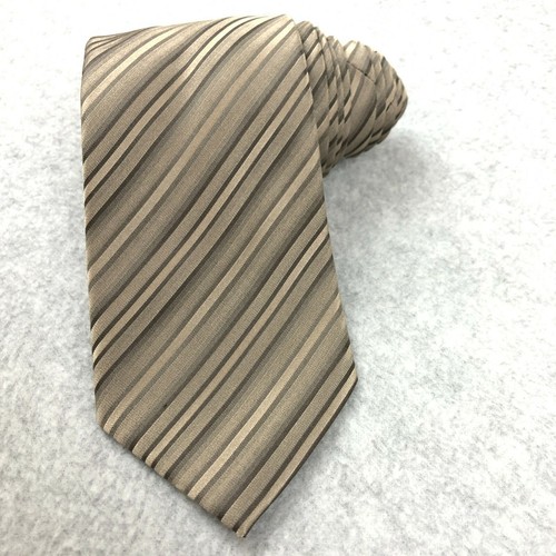 Kenneth Cole New York Herren Krawatte braun gestreift Seide gewebt Freizeit W3" L60"