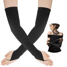 Gloves Costum,Fingerless Gloves,Opera Gloves,Satin Gloves,Long Opera Black