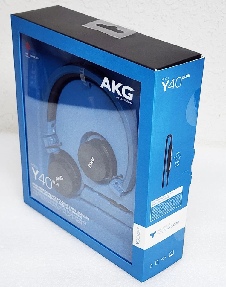 AKG Y40 Mini Auriculares On-Ear con Control Remoto/Micrófono y Cable Desmontable, Azul Foto 2 de 4