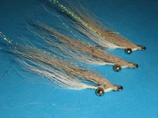 FLY FISHING FLIES - Tan/White CLOUSER SKINNY WATER MINNOW size #6** (6 Pcs.)