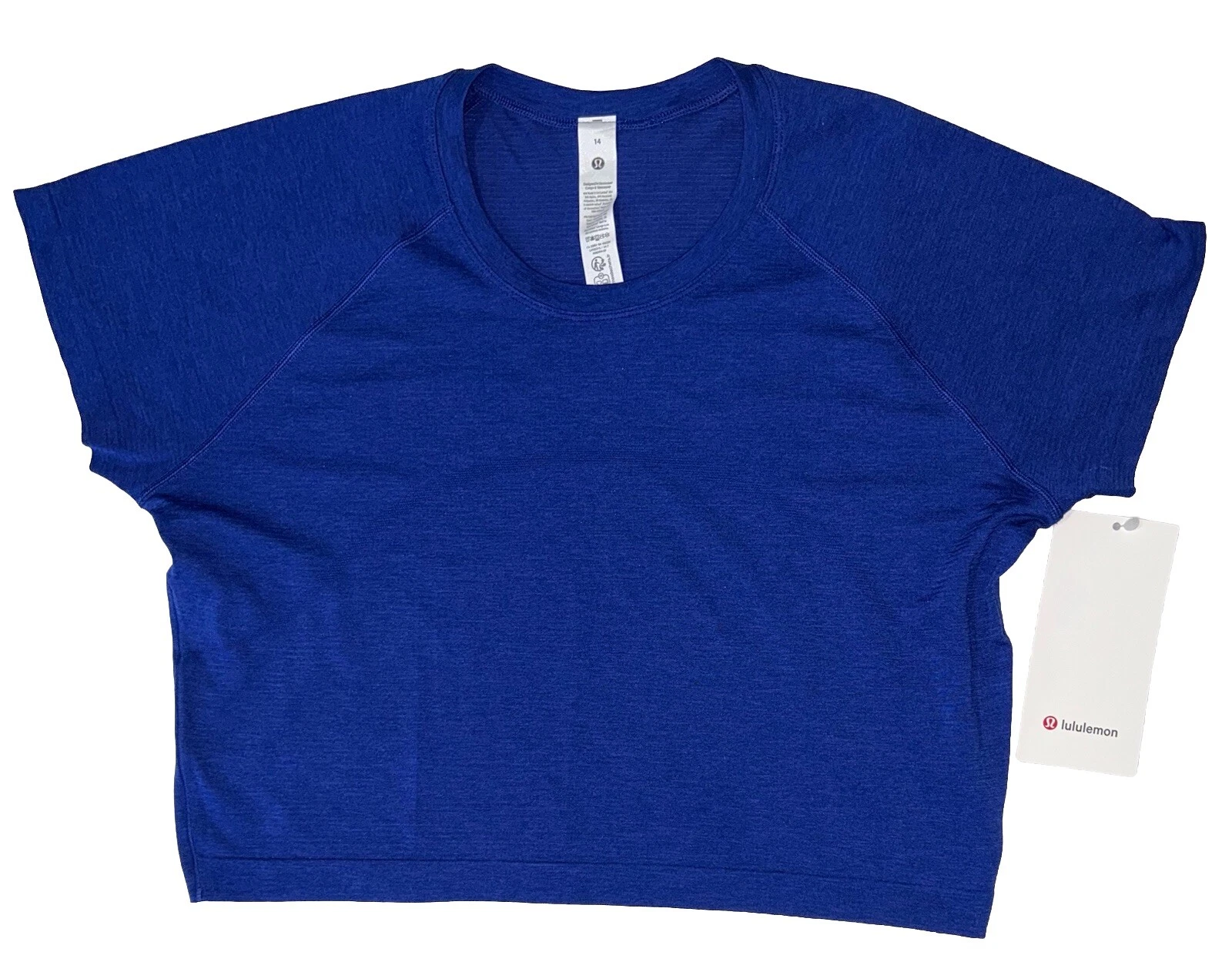 NWT🎀LULULEMON🎀SIZE 14🎀SWIFTLY TECH 2.0 CROPPED SHORT SLEEVE🎀LARKEN BLUE $68