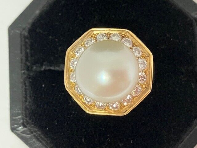 Van Cleef and Arpels 18k yg pearl diamond ring. N… - image 8