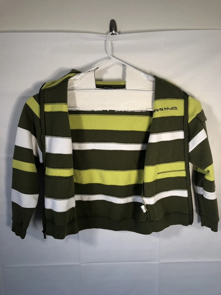 Jaqueta suéter Dakine masculina tamanho pequeno verde branca listrada zíper completo com capuz - Imagem 3 de 4