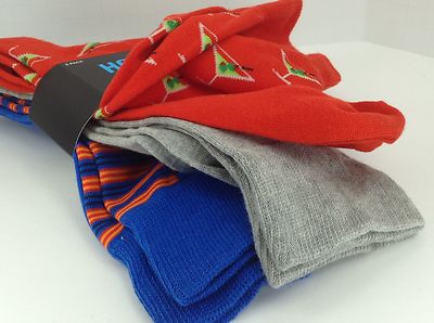 Men's HOT SOX Brand RED Martini COTTON Dress Socks - 3 Pack - $36 MSRP -25%