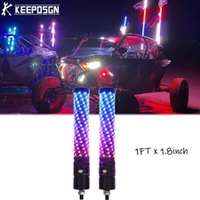 2x For Can-am X3 1FT RGB Fat Spiral Whip Light Music Chasing Turn Signal Brake