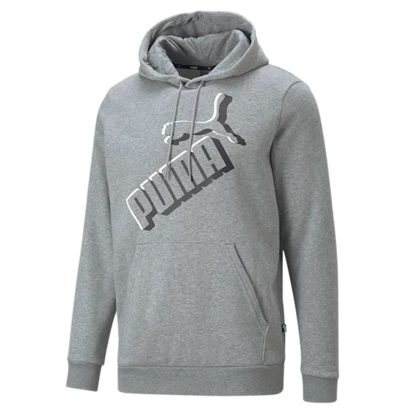 Mens Puma Medium Gray Heather ESS+ Big Logo Hoodie - S
