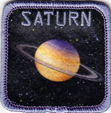 SATURN Iron On Printed Patch Planet Astronomy Earth Outer Space