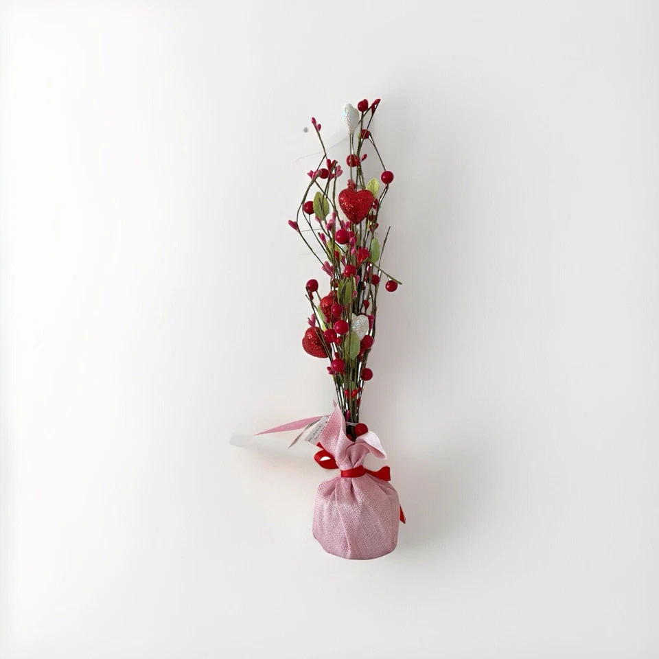 Martha Stewart Día de San Valentín Corazón Bayas Brillo Mesa Decoración 18” Nuevo Foto 2 de 4