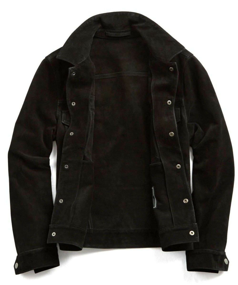 レザージャケット・コート [LEATHERY] OBLIQUE SUEDE MUSTANG JACKET [BLACK] Premium Vintage Suede Leather Jacket Men Cowboy Style Men
