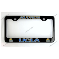 UCLA ALUMNI Black License Plate Frame, Custom Made of Powder Coated Metal