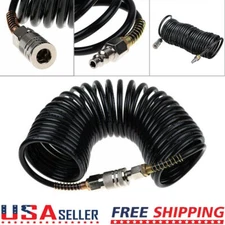 1/4" NPT 25FT Air Compressor Recoil Hose Line Spring Tube Coil Tools Kit 200PSI