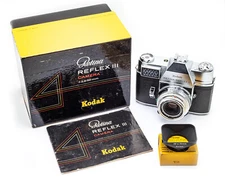 (47) KODAK Retina Reflex III w/50/2.8, IB, hood, box, beautiful & functional