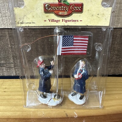 Coventry Cove Lemax 2004 Village Figurines Firehouse Flag