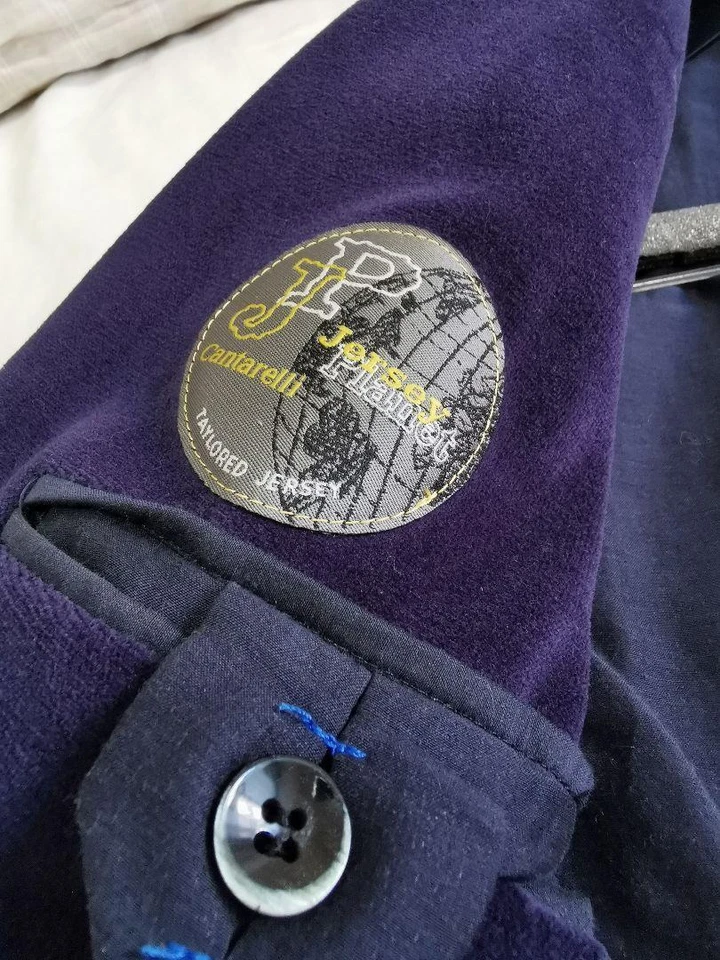 Cantarelli Planet Jersey Jacket Velor Cotton Nylon Mens Italian Purple #V4712 - Image 3 of 4