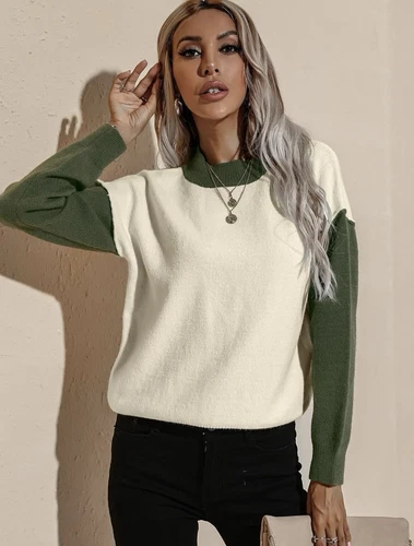 Women’s Long Sleeve Color Block Sweater Sz S NWT