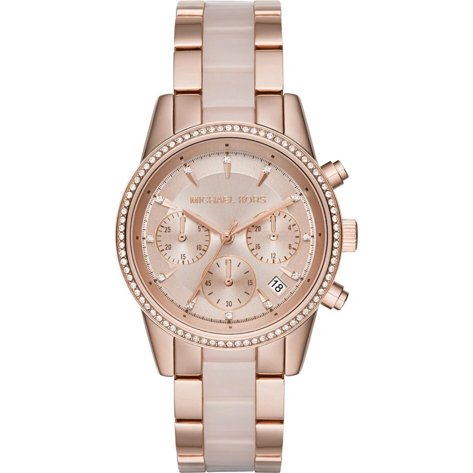 Michael kors gold hotsell watch with swarovski crystals
