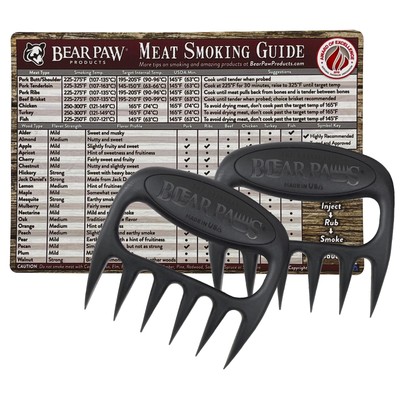 Bear Paw Products Original Bear Paws Meat Handler Forks - Set Of 2 - Includes Meat Smoking Guide Magnet (616241978802)